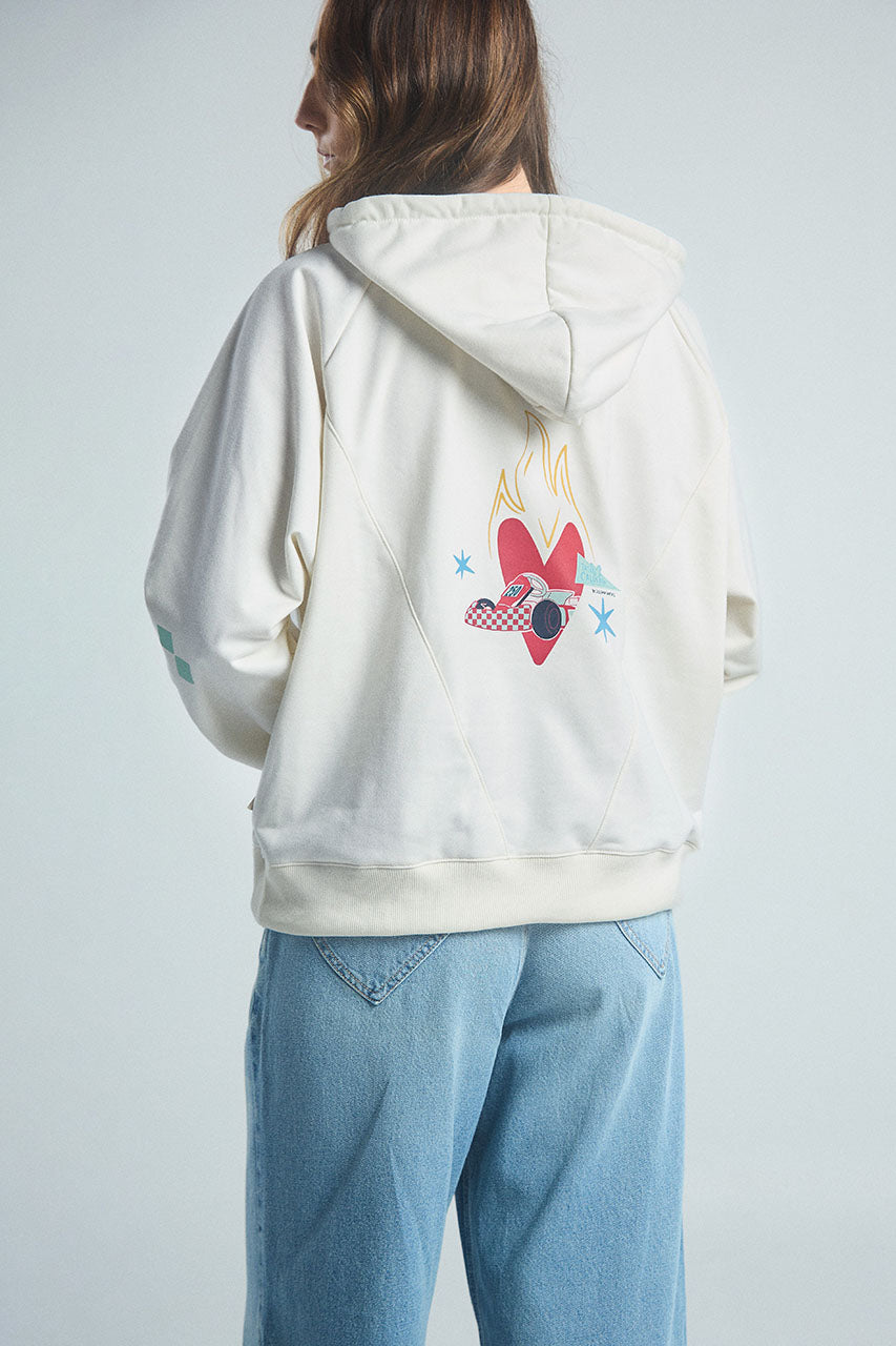 Sudadera Corazón en llamas - Marfil