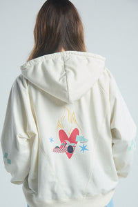 Sudadera Corazón en llamas - Marfil