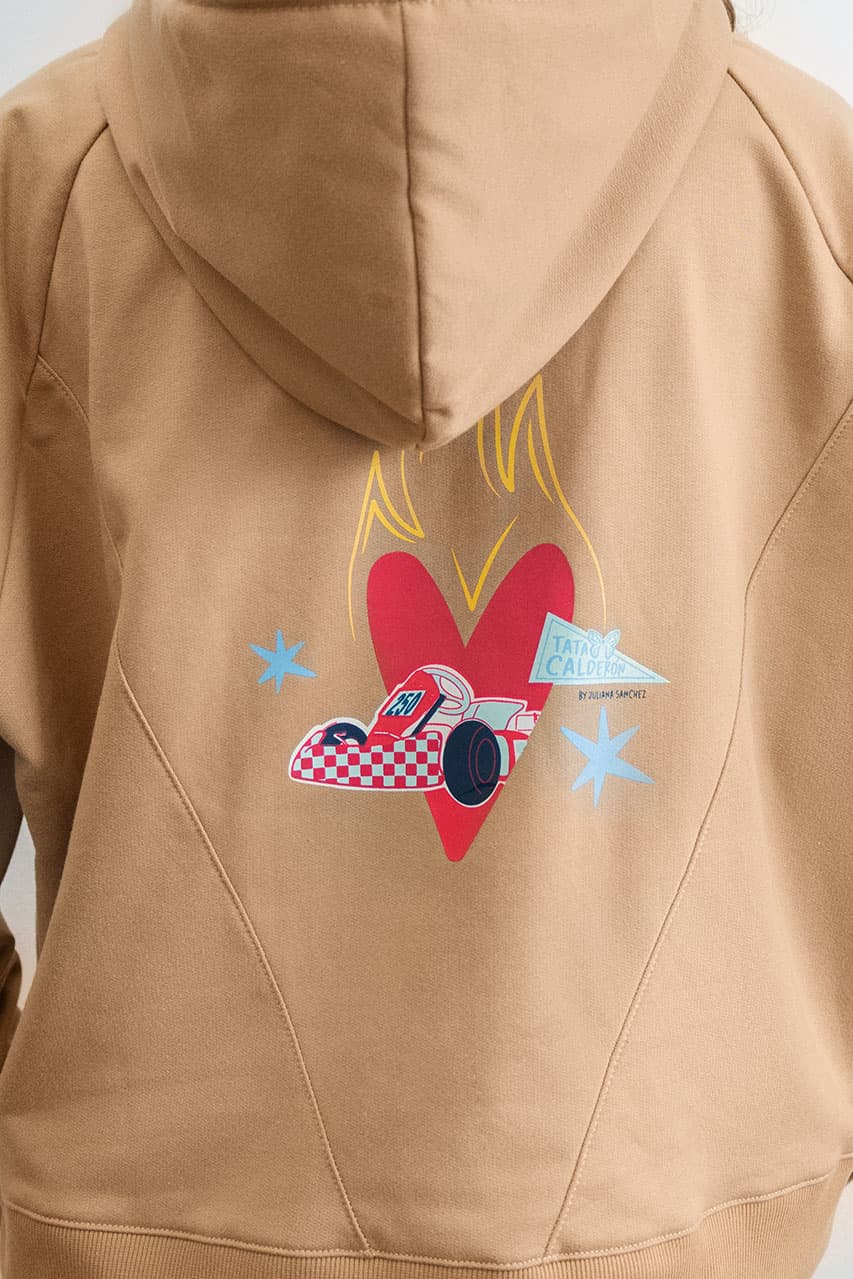 Sudadera Corazón en llamas - Café