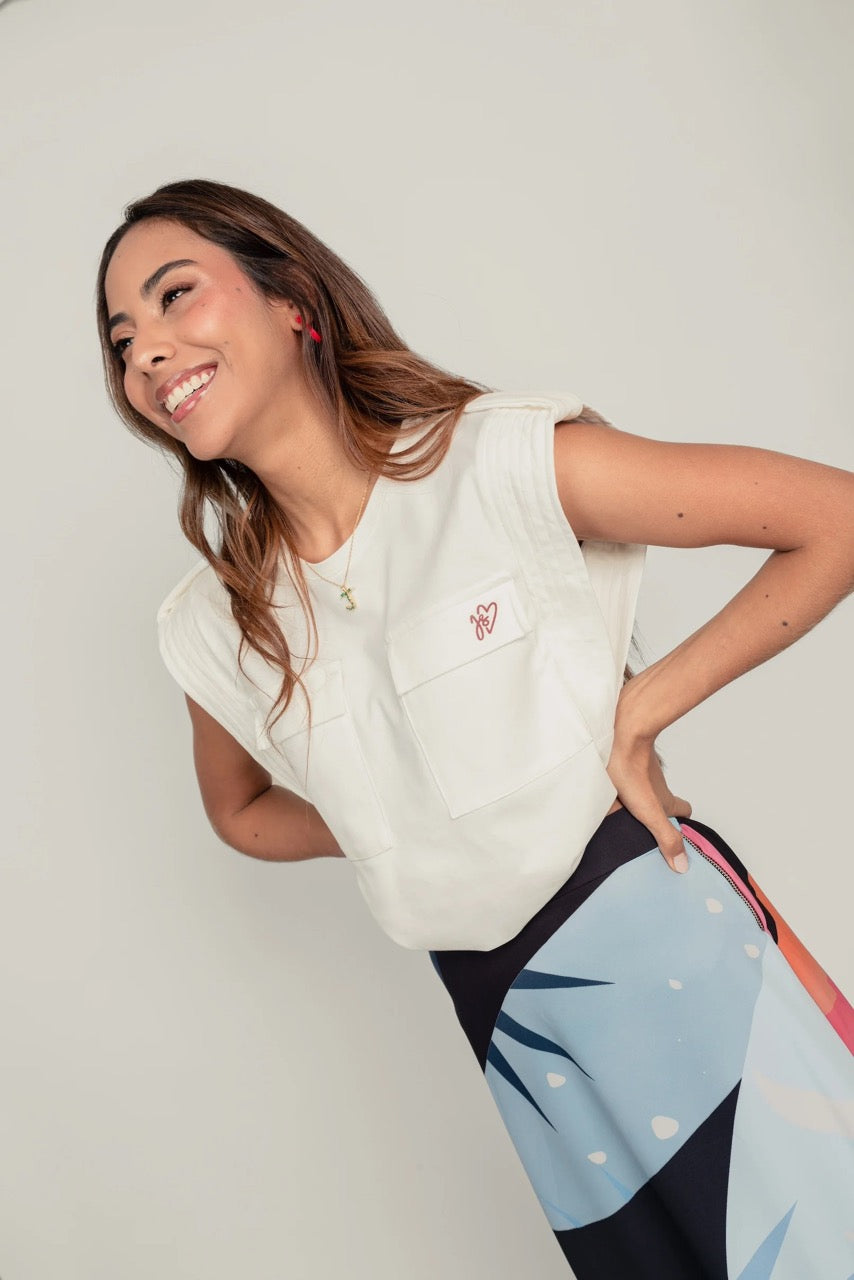 Playera Bolsillos - Marfil