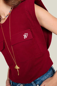 Playera Bolsillos - Vinotinto