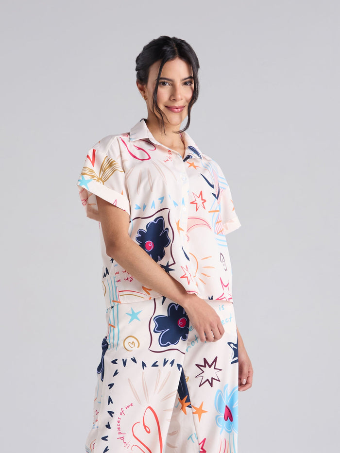 Camisa Happy life - Marfil