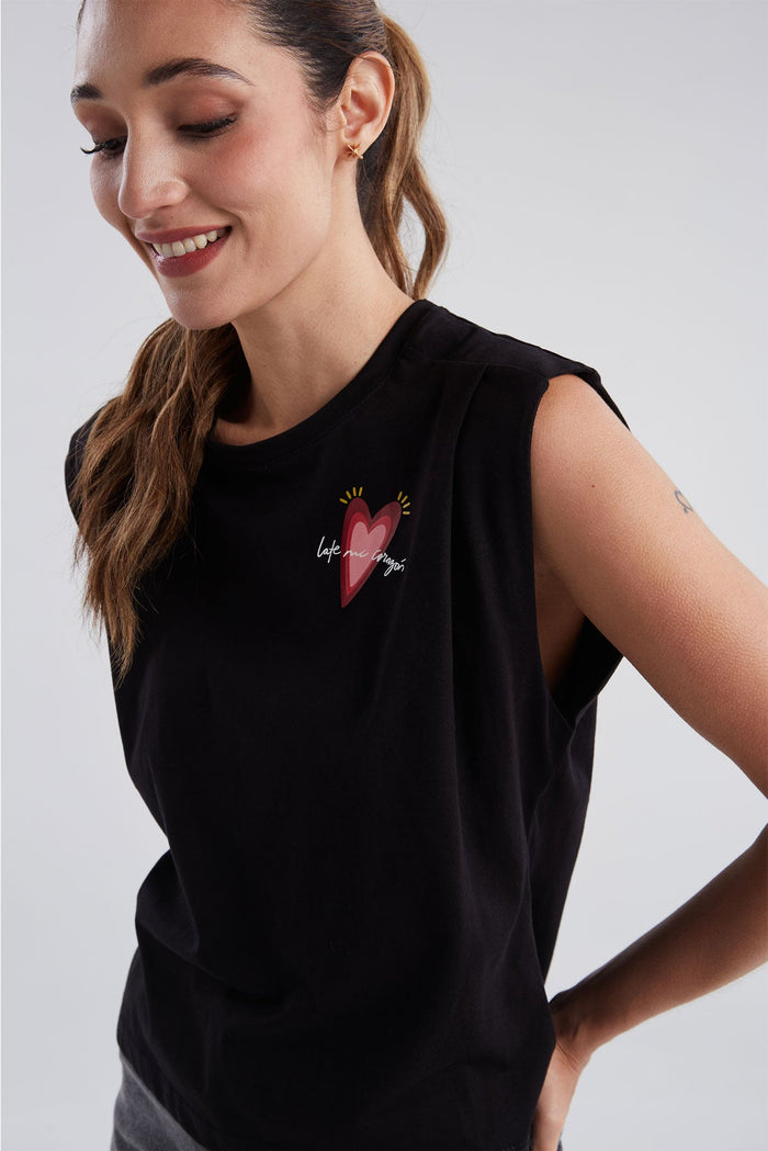 Playera Late mi corazón - Negro