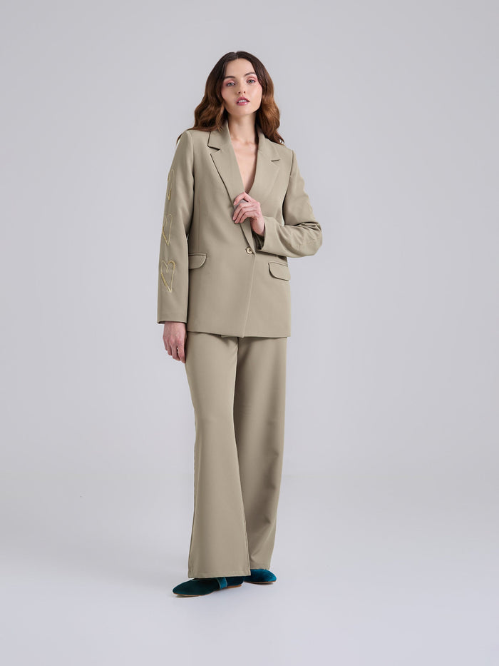 Pantalón Bordado - Caqui