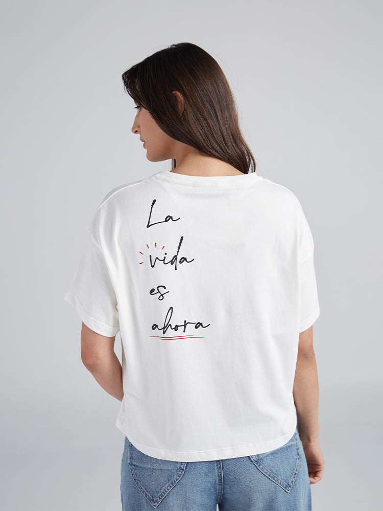 Playera La vida es ahora - Marfil
