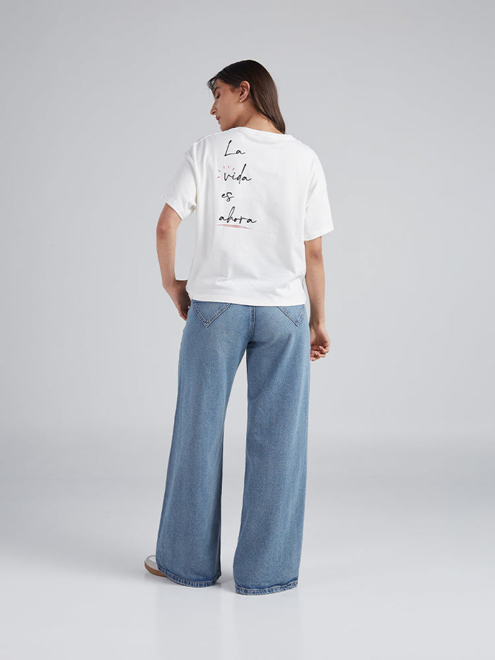 Playera La vida es ahora - Marfil