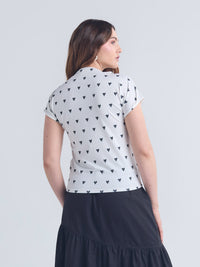 Top Polka hearts - Marfil
